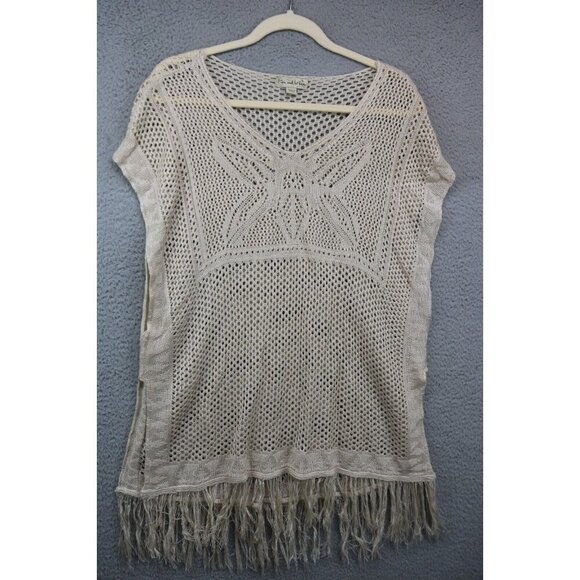 Live & Let Live Crocheted Open Knit Fringed Top-Size Large-Beachy-Boho - Picture 1 of 9